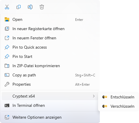 Cryptext x64 Win11 Explorereintrag nativ